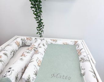 Funda para cambiador con estampado de safari en la jungla, algodón de doble gasa, cambiador para bebés.