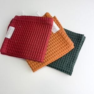Waffle Linen washcloth, Linen towel, Waffle towel, dish towels with loop, Eco friendly, Waffle cotton towel, Guest hand towel,  Table Napkin