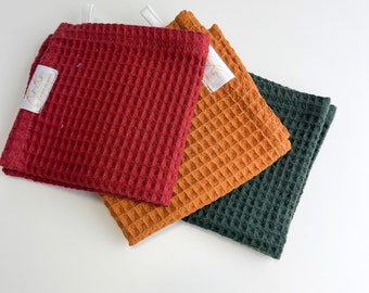 Waffle Linen washcloth, Linen towel, Waffle towel, dish towels with loop, Eco friendly, Waffle cotton towel, Guest hand towel,  Table Napkin