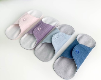 Extra thin pastel color daily panty liners, organic menstrual pads, cotton flannel cloth pad liner
