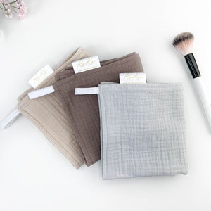 Organic cotton face towel, washable cloths for facial cleansing, washcloths with loop