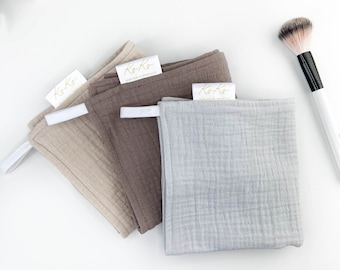 Organic cotton face towel, washable cloths for facial cleansing, washcloths with loop