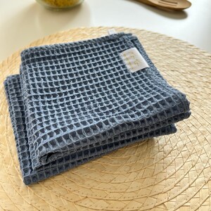 Waffle tea towel in blueberry color.