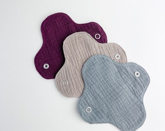 Everyday Organic panty liners 6&quot;, Reusable Sanitary napkins, Breathable muslin cloth pad set, Zero waste,