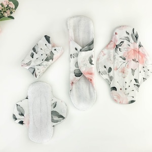 Organic reusable menstrual pad, floral period pad, light, medium, heavy flow pads,  floral CSP panty liner, bambo pantyliner, sanitary cloth
