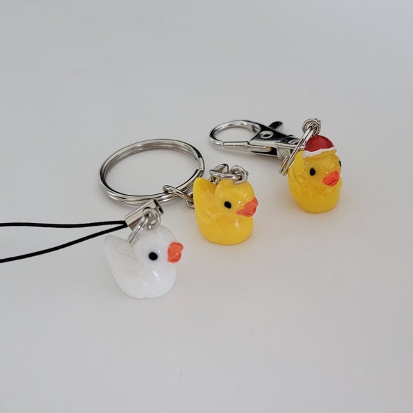 Cute Duck Keychain, Tiny Duck Keyring, Rubber duck Keychain, Yellow Duck Keychain, White Duck Keychain, Duck phone charm