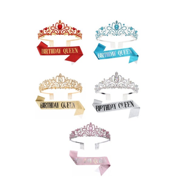 Birthday Queen tiara sash, Birthday Girl tiara sash, Birthday Princess tiara sash, Birthday Tiara, Birthday sash, Birthday party