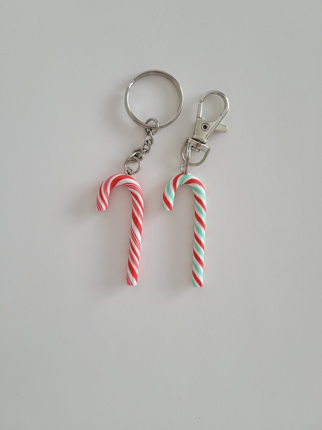Candy Cane Keychain, Soft Rubber Candy Cane Keychain, Christmas Gifts