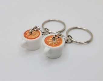 Latte keychain, Coffee keychain, Coffee cup keychain