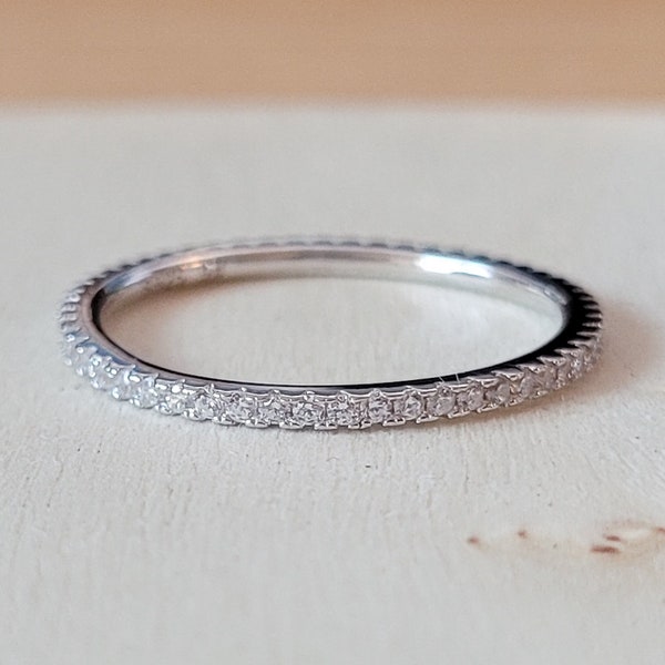 Eternity Band rings, Full band rings 1.3 mm, Sterling silver rings