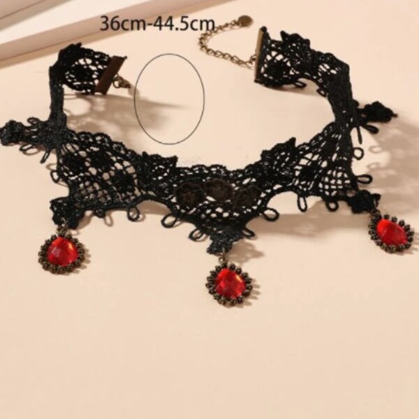 Gothic choker necklace, Lace choker, Halloween choker, Halloween necklace