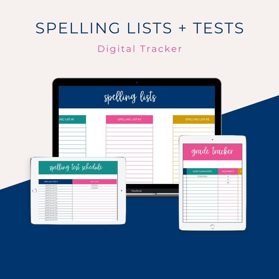 Homeschool Spelling Lists Tests Digital Tracker Spelling Etsy