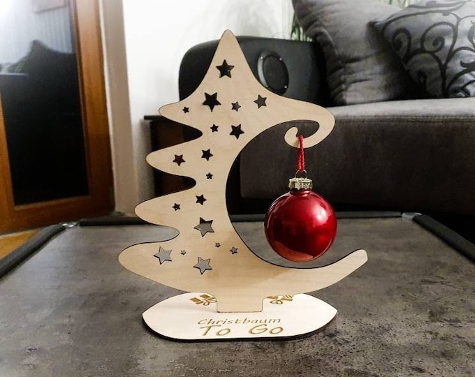 Large "Christmas tree to go" made of birch plywood + free Christmas ball in red! Robust, portable, customizable. Perfect for on the go