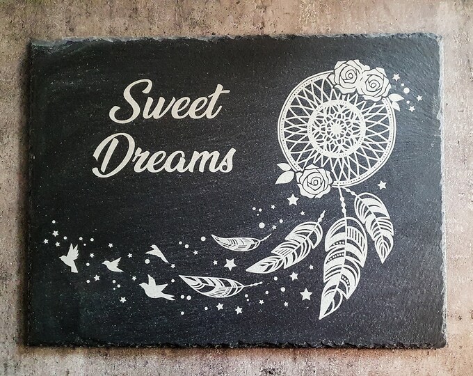 Remaining stock: Lasered traded slate board "Dream Catcher" - 40 x 30 cm, impressive graphics, unique work of art for your home!