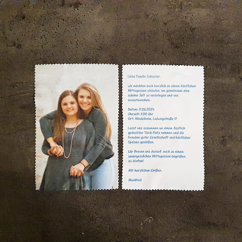 Personalisiertes Brillenputztuch mit Foto & Text – Mikrofasertuch als Gutschein-Geschenk, Glasreinigungstuch für Brille, Handy, 15x18 cm bild 1