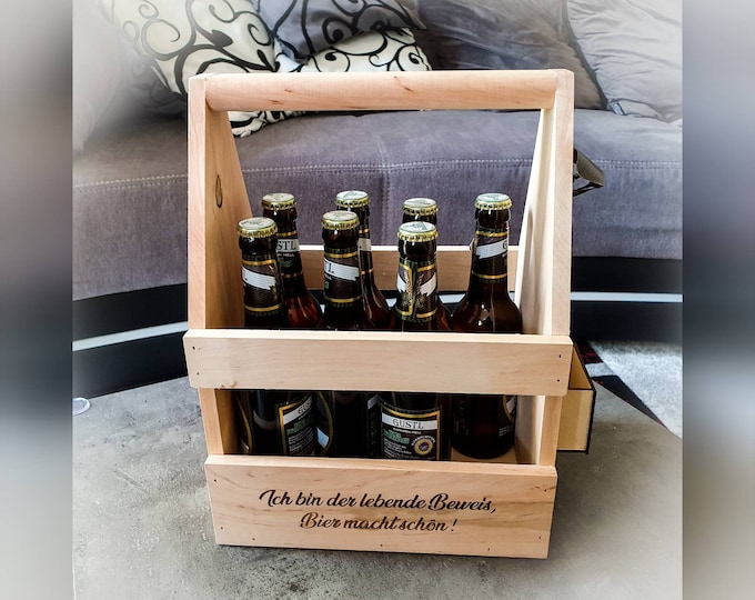 Personalized Bottle Carrier Wood Engraved Wedding Housewarming Birthday Men's Gift Funny Beer Lover Friends Dad Grandpa Beer Crate