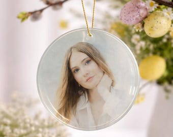 Personalisierter Glasanhänger mit Foto, Foto Ornament, Fensterschmuck, Weihnachtsanhänger, Christbaumschmuck, Geschenk