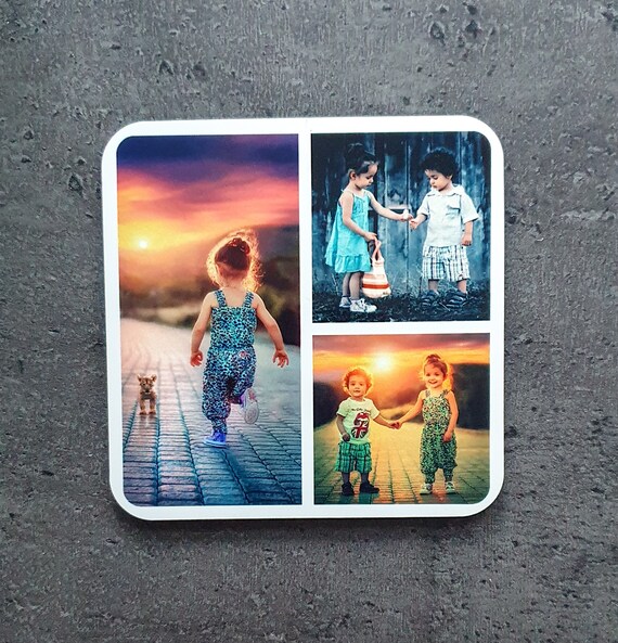 Personalized glass coaster with photo, ideal gift for Father's Day, Valentine's Day, birthday or Christmas, size 9 cm made of MDF wood
