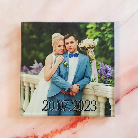 Individual glass coaster with photo - Personal gift for dad, mom, grandpa | Christmas or birthday gift with photo made of glass
