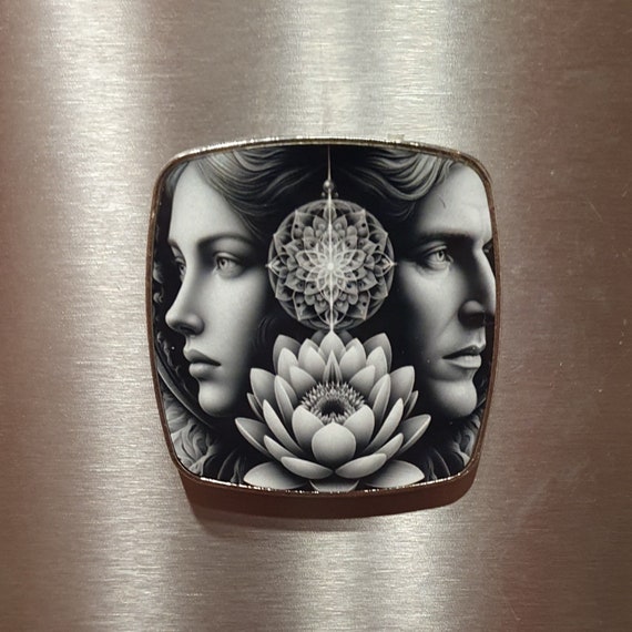Square fridge magnet: Brilliant connection to your soul mate. Personalizable & practical. Gift for special moments