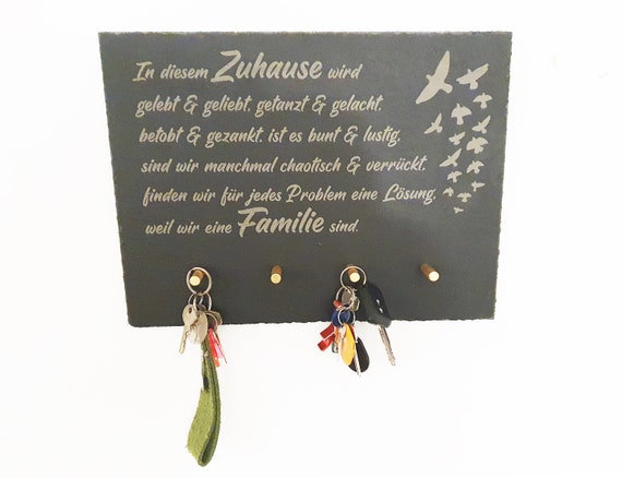 Personalizable key board slate 3, 4 or 5 hooks custom engraving name storage holder gift idea housewarming first apartment