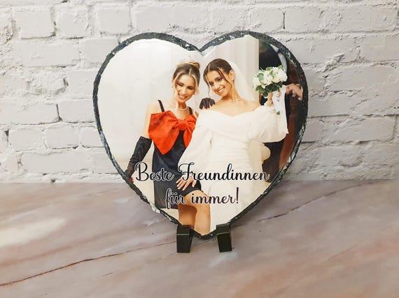 Slate heart with photo 20 cm – personalized photo gift on slate – unique gift with photo for mom, dad, special occasions