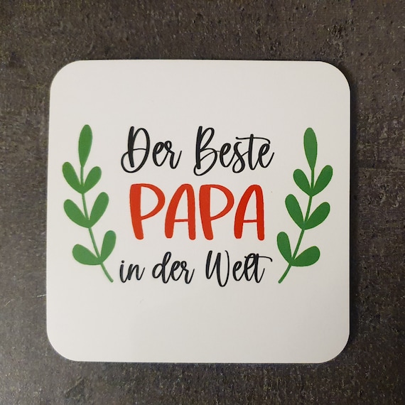 Papa wooden coasters with motifs – Unique gift idea for fathers | Colorful emotional gifts – Practical table decoration for birthdays