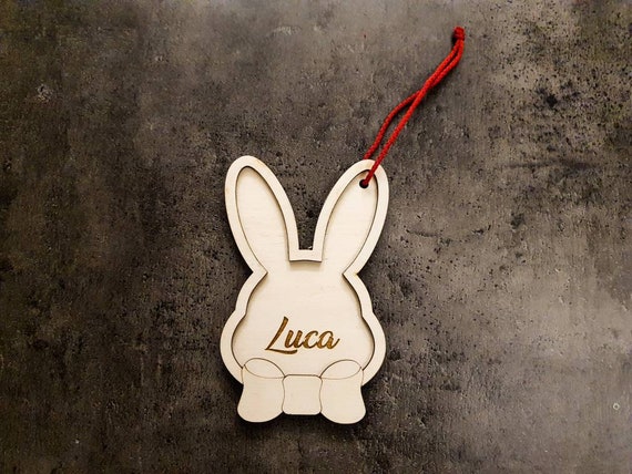 Personalized Easter Bunny made of wood - wooden pendant with name - unique Easter decoration for children, gift for Easter, wooden bunny pendant