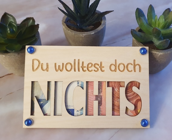 Money gift card made of wood - Original gift idea to give away "You didn't want anything" | Wedding Birthday Christmas