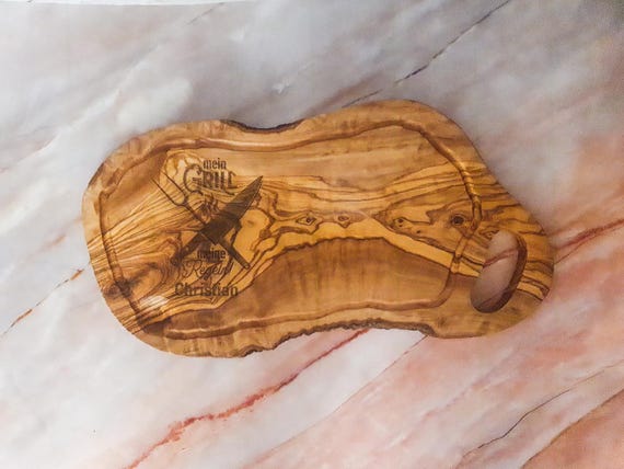 Personalized olive wood cutting board Steak board Wooden board Engraved name Gift for him and her Serving board Grilling Cooking