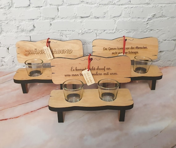 Personalizable liquor bench with engraving including 2 glasses of your choice Custom Funny Gift Wedding Birthday Father's Day Dad Grandpa Gift