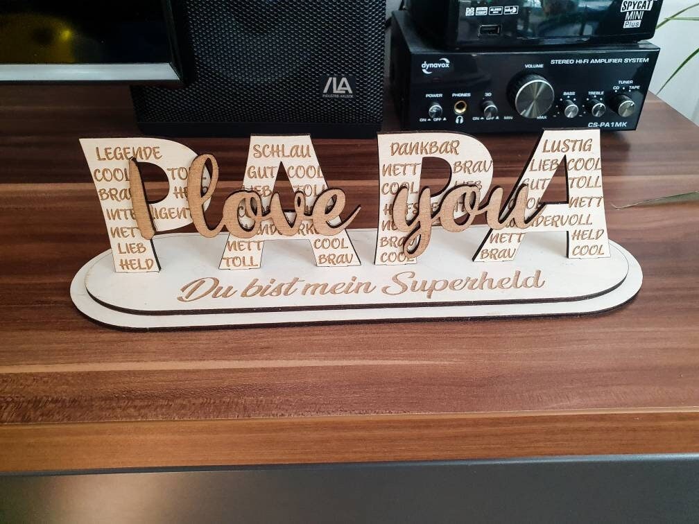 Personalisiertes Holzschild Papa zum Aufstellen