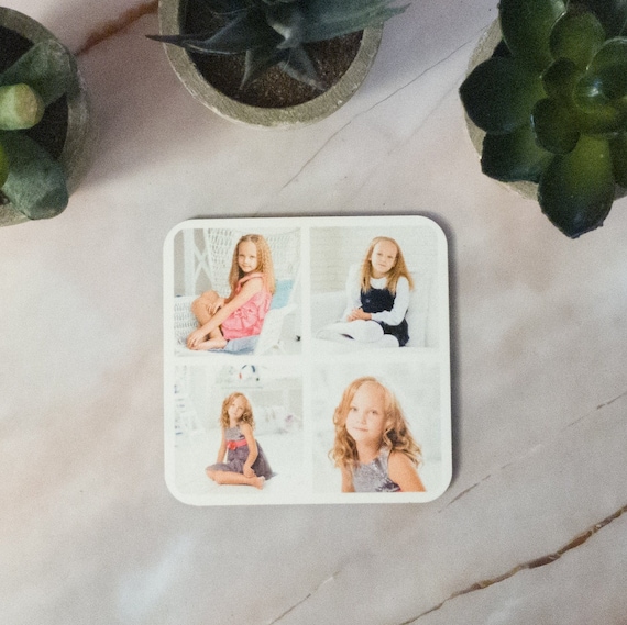 Personalizable photo wooden coasters with name custom engraving coffee tea glass coaster gift wedding housewarming farewell gift