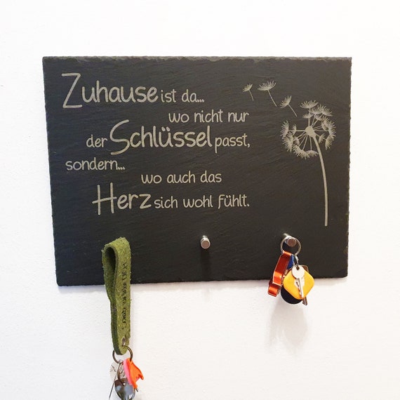 Personalizable key board slate 3, 4 or 5 hooks custom engraving name storage holder gift idea housewarming first apartment