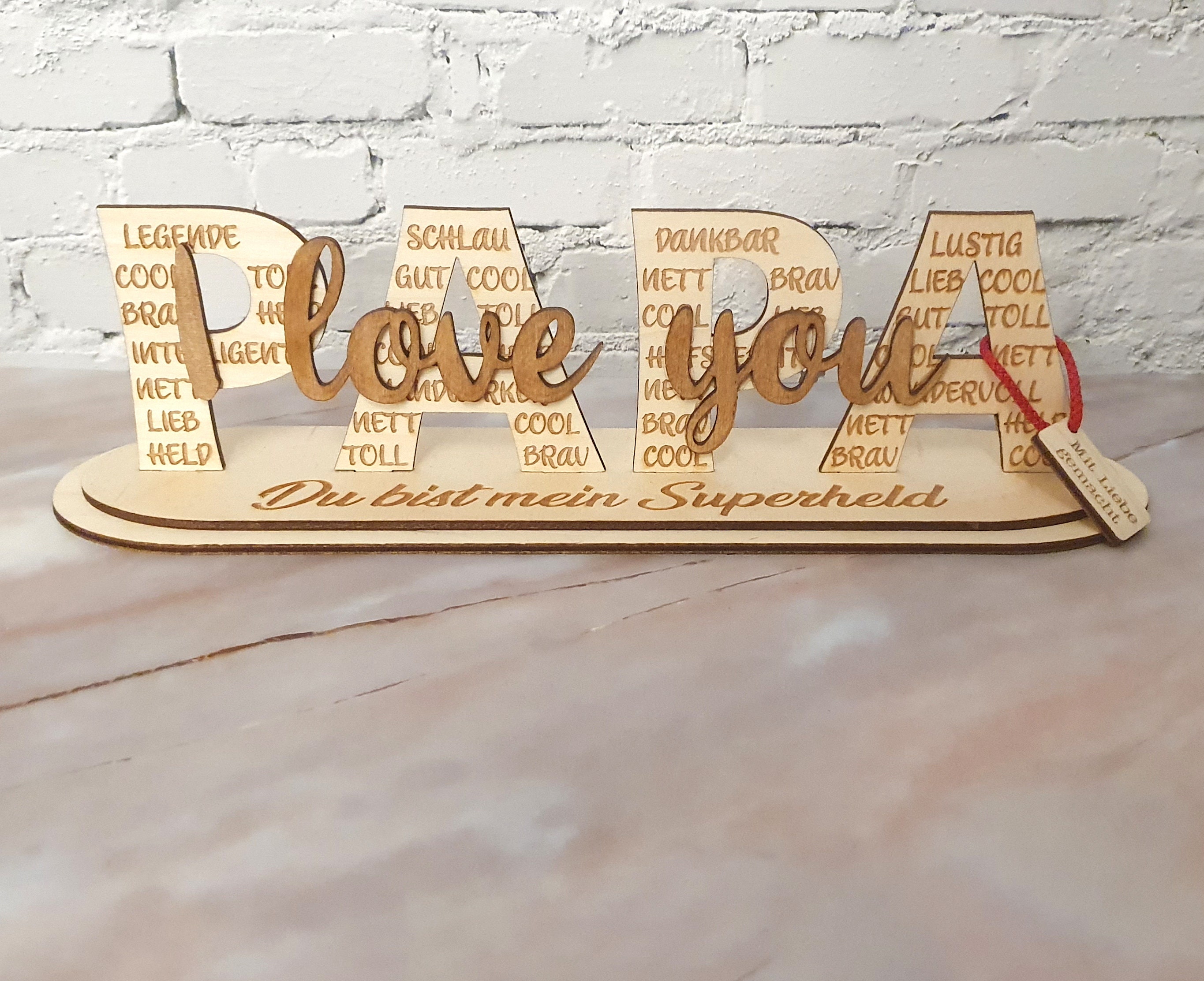 Personalisiertes Holzschild Papa zum Aufstellen