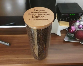Personalisiertes Vorratsglas 1800ml | Borosilikatglas mit FSC Buchenholzdeckel & Silikondichtung | Küche Bad | Gravur Wunschtext Geschenk