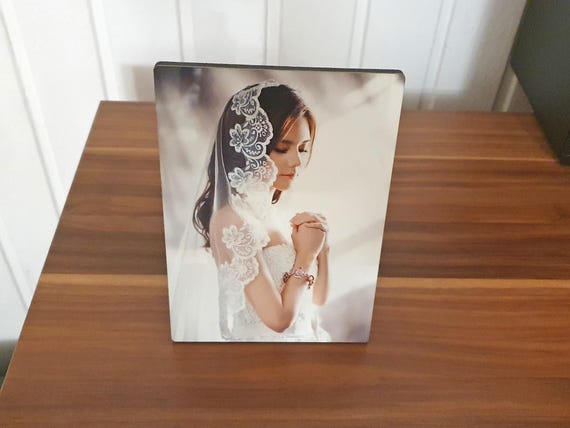 Personalized Photo Gift Photo Panel with Stand Your Photo on Wood High Gloss Print Gift Anniversary Wedding Engagement Housewarming