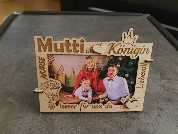 Personalized wooden picture frame - loving gift for mom for birthday, Mother's Day or Christmas, handmade with engraving