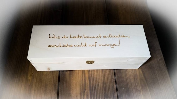 Personalized wine box with engraving - wooden gift box | Perfect birthday gift, Christmas gift for wine and sparkling wine lovers
