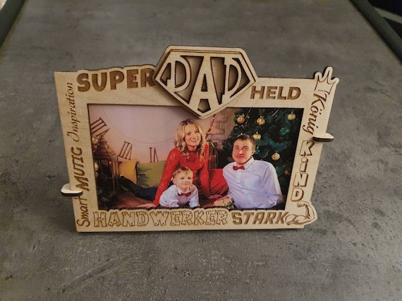 Personalized picture frame, engraved gift for fathers | Wooden frame as a birthday gift for dad or Father's Day, Christmas gift