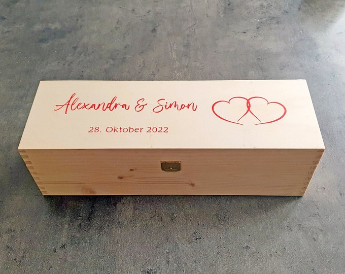 Unique and personalizable gift: Our wine and champagne box 340 x 100 x 100 mm for special occasions - also for bulbous bottles.