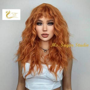 Orange long curly hair wig  KF82433