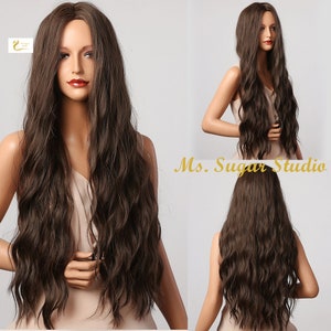 30 Inches Warm Brown Medium Split Natural wavy wigs/ Synthetic Wig/ Heat Resistant Wig/ Daily Wear Wig/ Party Wig/ Styled Wig/ Gift For Her