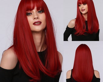 red wig with bangs