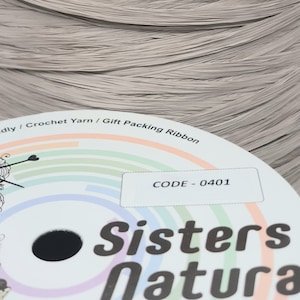 M0401 SISTERS NATURA Cinza Marrom Viscose Ráfia 50gr/100gr 100% fibra vegetal, ráfia sedosa, fio de ráfia para crochê, fio ecológico, rayon