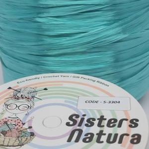 S3304 SISTERS NATURA Viscose Ráfia Turquesa Brilhante 50gr/100gr/100% fibra vegetal, ráfia sedosa, fio de ráfia de crochê, fio ecológico, rayon