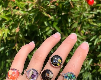 Cute Fairy Inspired Resin Rings Made with Real Dried Flowers