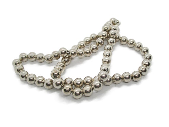 Vintage sterling silver ball necklace - image 8