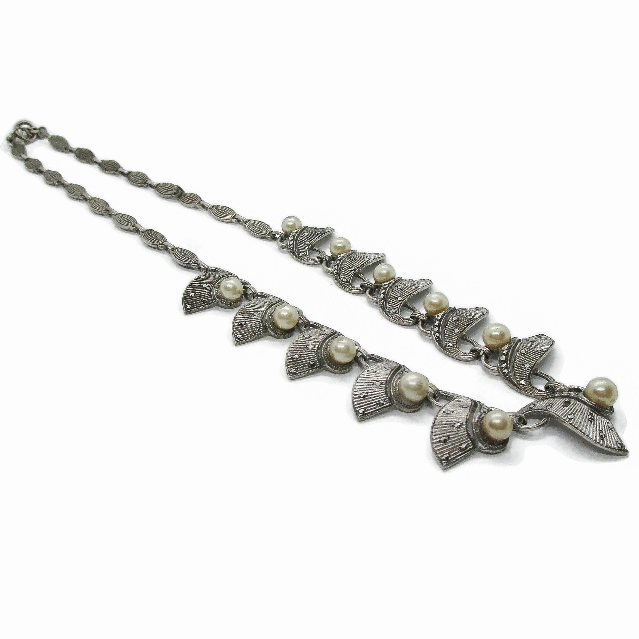 Vintage Theodor Fahrner Necklace, Sterling Silver and Pearl