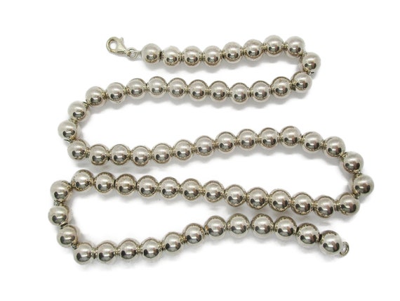 Vintage sterling silver ball necklace - image 3
